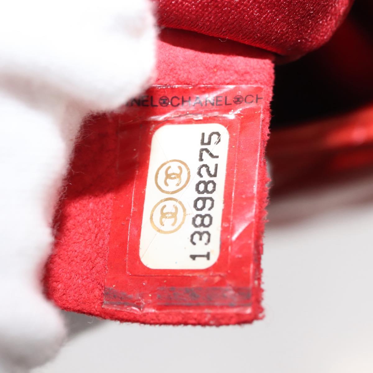 CHANEL Matelasse Chain Shoulder Bag Lamb Skin Red CC Auth 141220