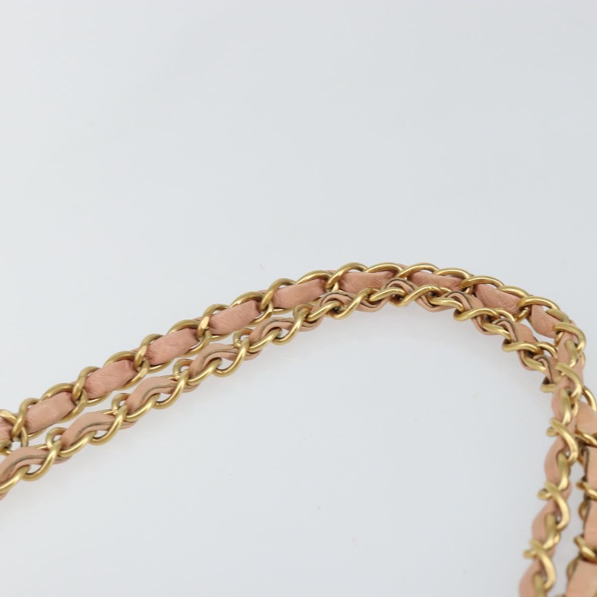 CHANEL Camelia Chain Shoulder Bag Satin Pink Gold CC Auth 141221