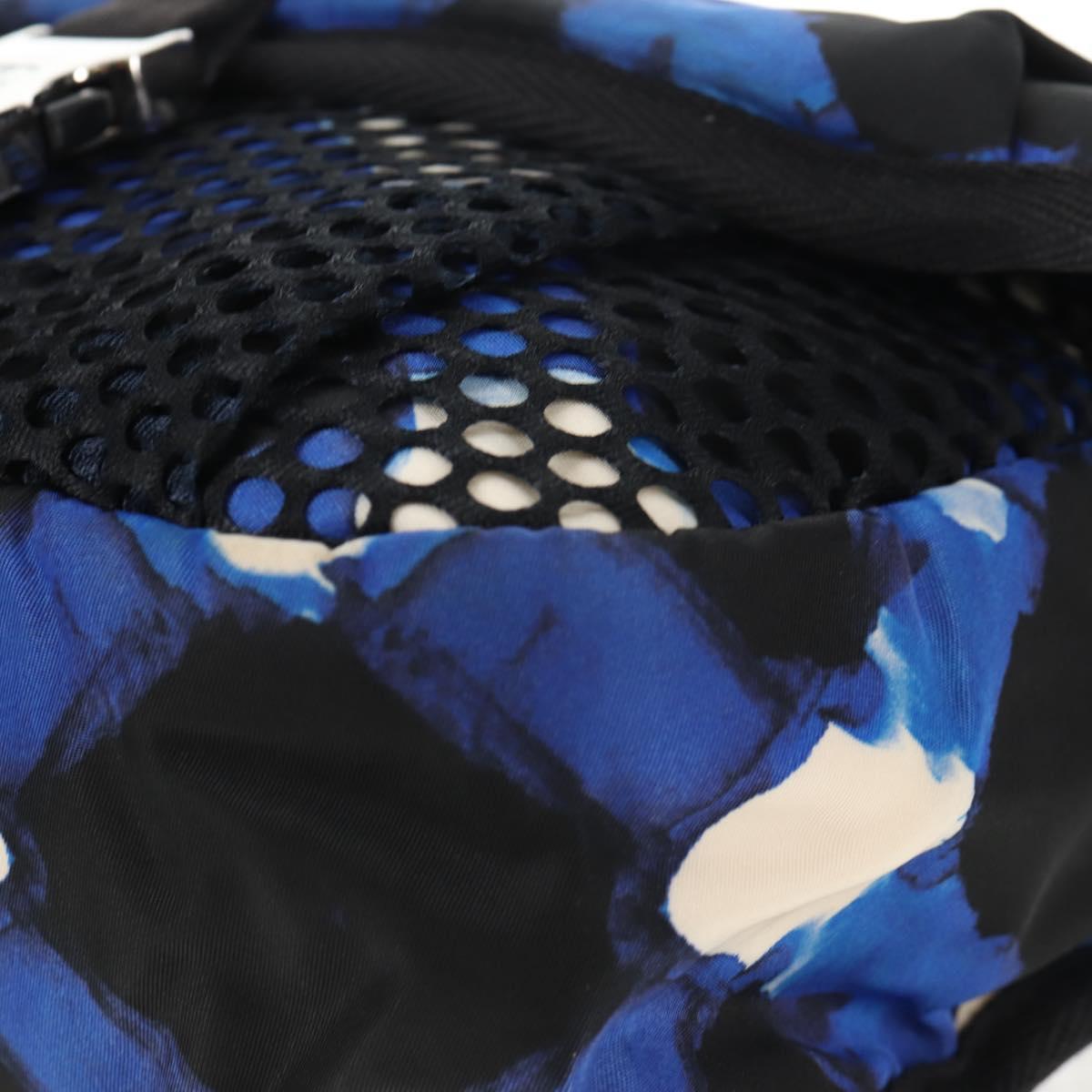 CHANEL Shoulder Bag Nylon Blue Black Silver CC Auth 141222A