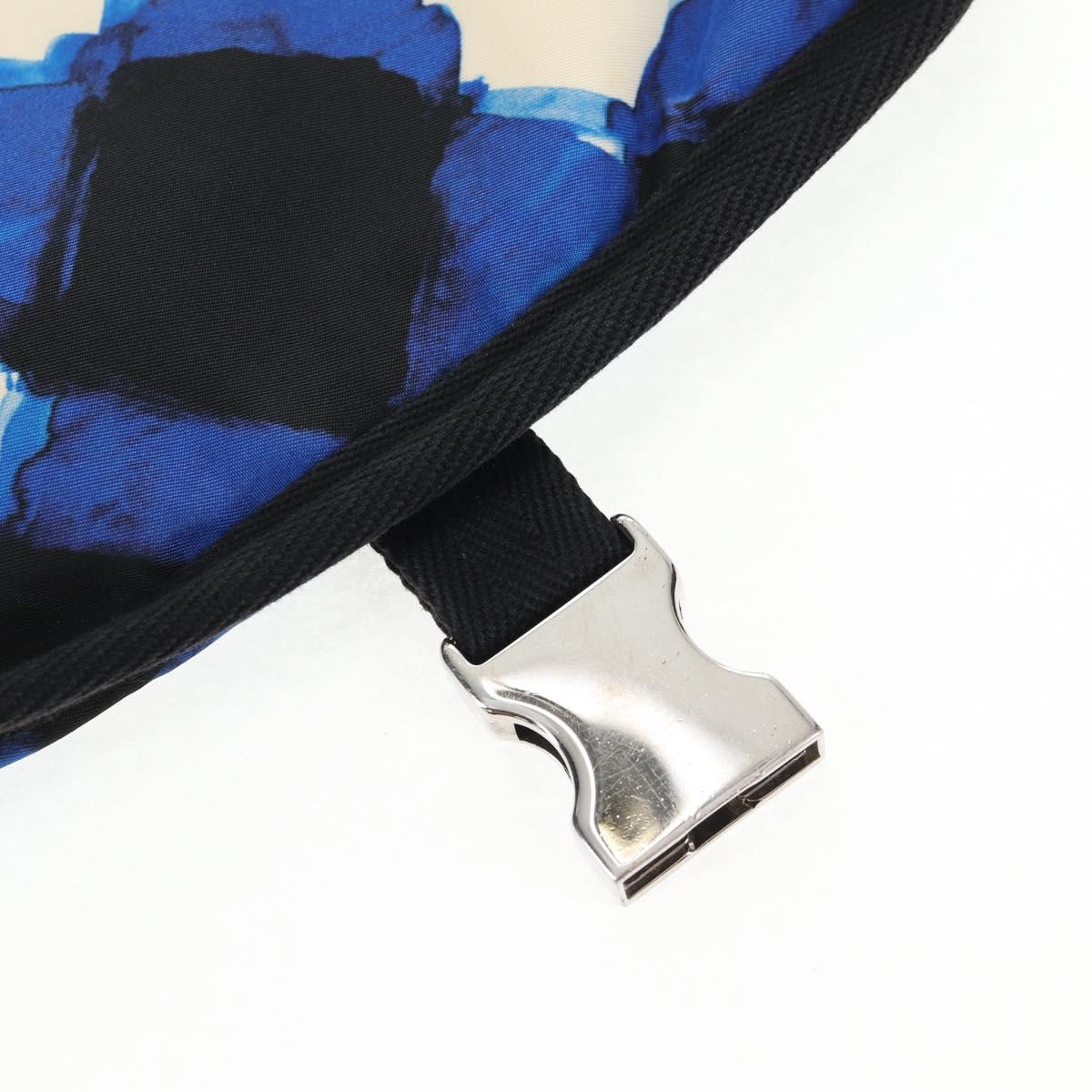 CHANEL Shoulder Bag Nylon Blue Black Silver CC Auth 141222A