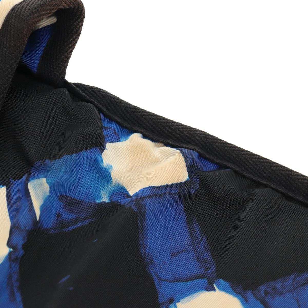 CHANEL Shoulder Bag Nylon Blue Black Silver CC Auth 141222A