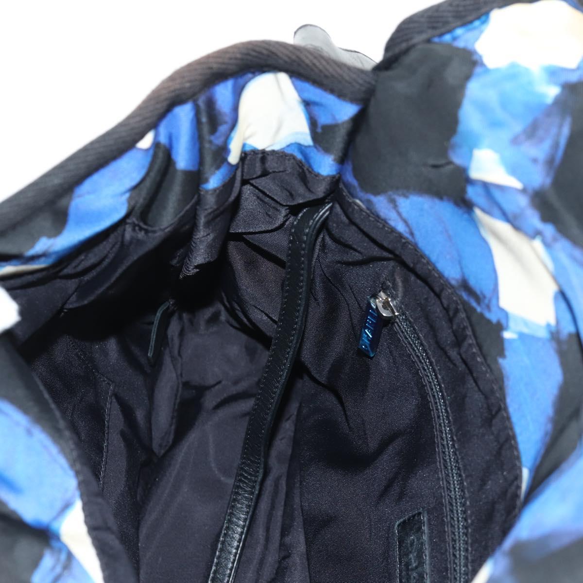 CHANEL Shoulder Bag Nylon Blue Black Silver CC Auth 141222A