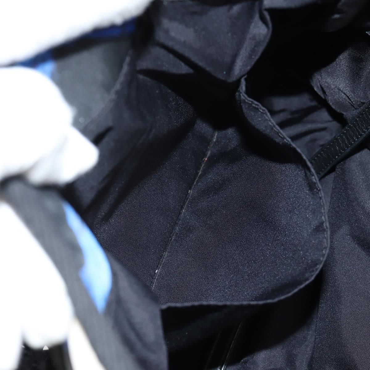 CHANEL Shoulder Bag Nylon Blue Black Silver CC Auth 141222A