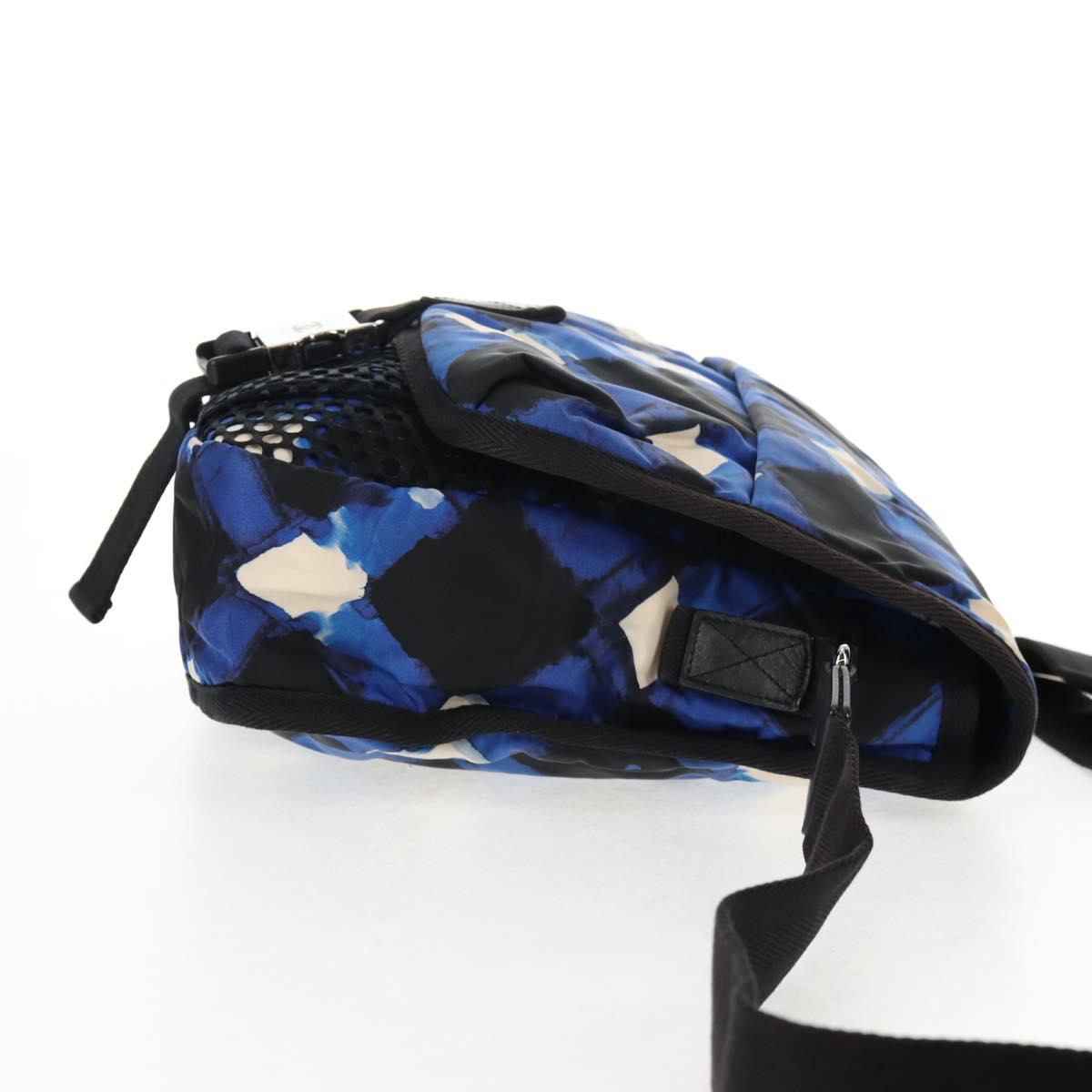 CHANEL Shoulder Bag Nylon Blue Black Silver CC Auth 141222A