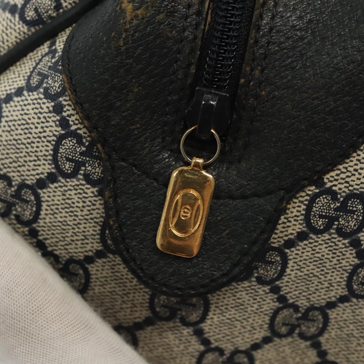 GUCCI GG Supreme Hand Bag PVC Navy Gold 89 02 062 Auth 141248