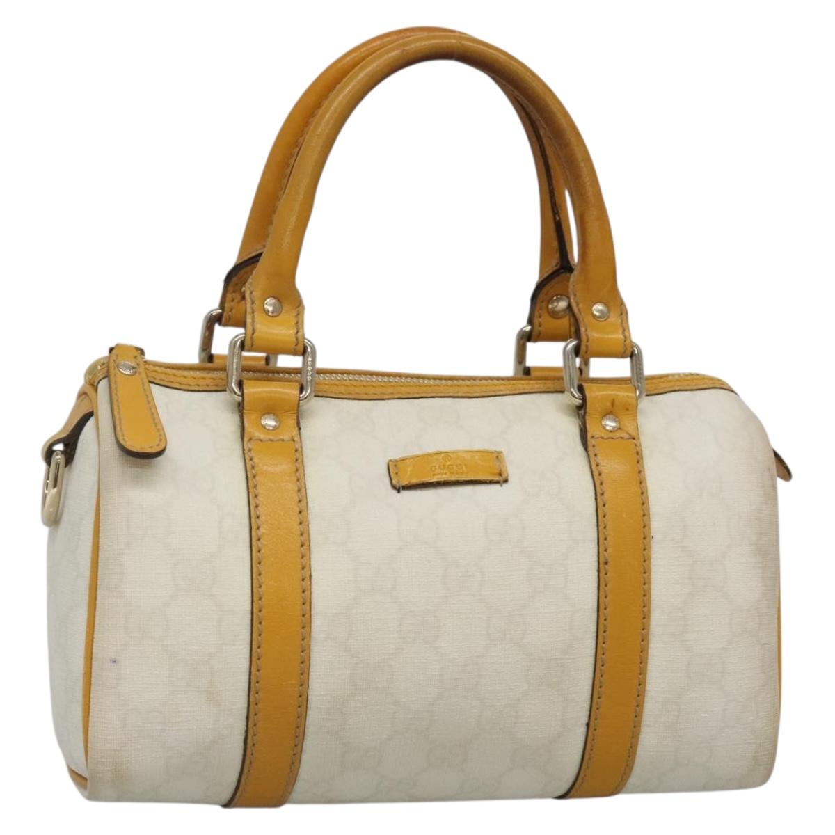 GUCCI GG Supreme Hand Bag PVC White Gold 193604 Auth 141249