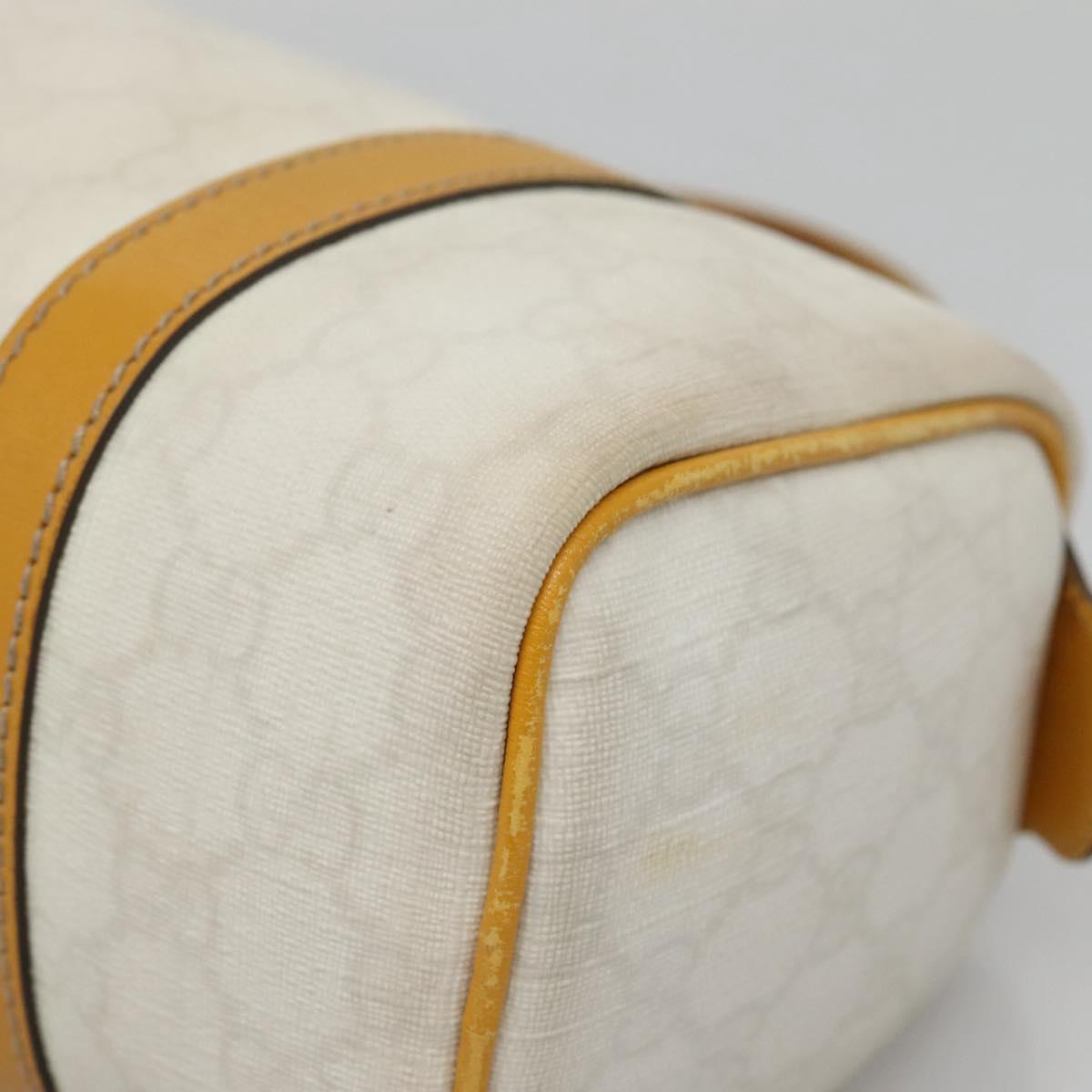 GUCCI GG Supreme Hand Bag PVC White Gold 193604 Auth 141249
