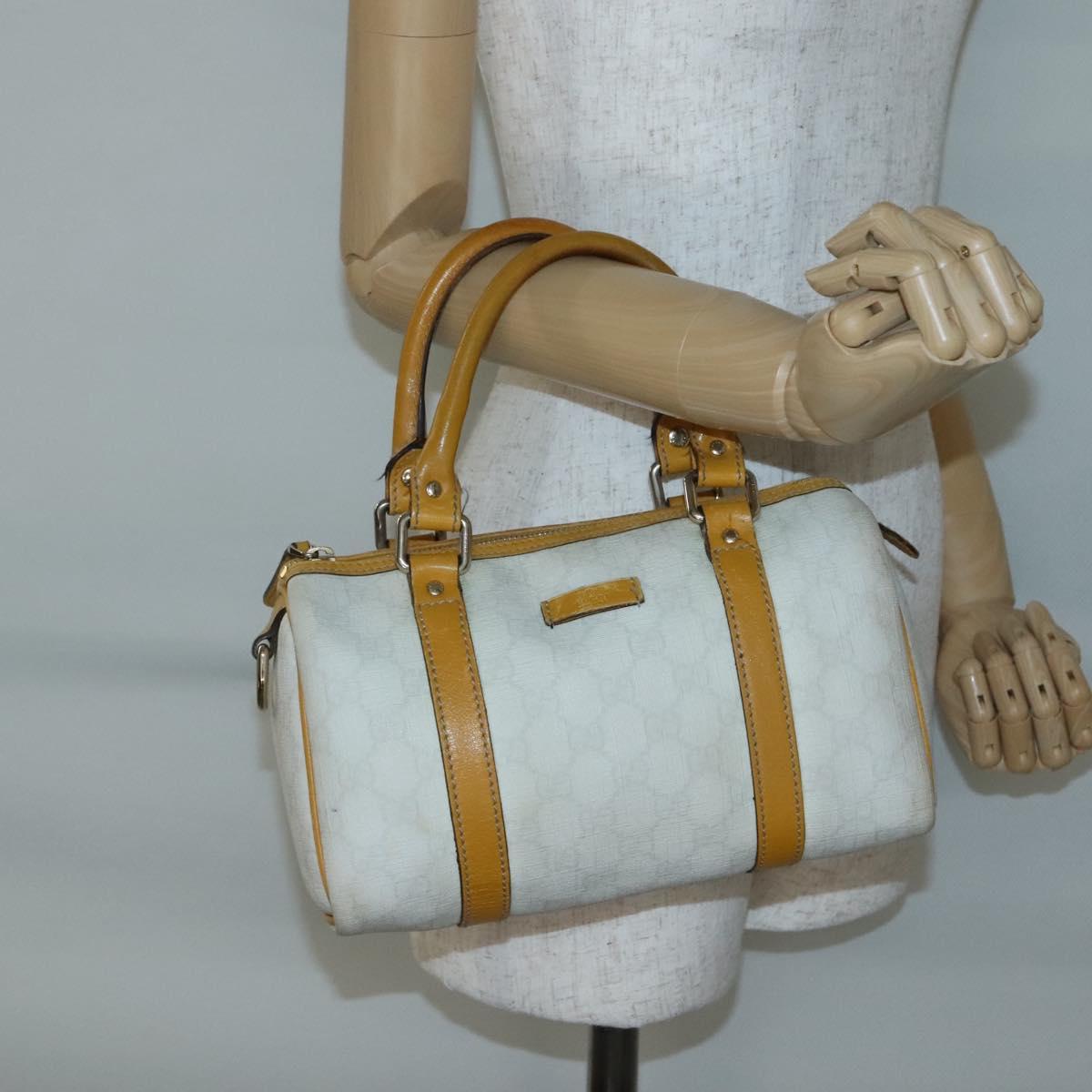 GUCCI GG Supreme Hand Bag PVC White Gold 193604 Auth 141249