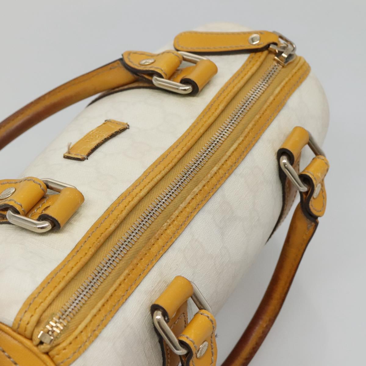 GUCCI GG Supreme Hand Bag PVC White Gold 193604 Auth 141249