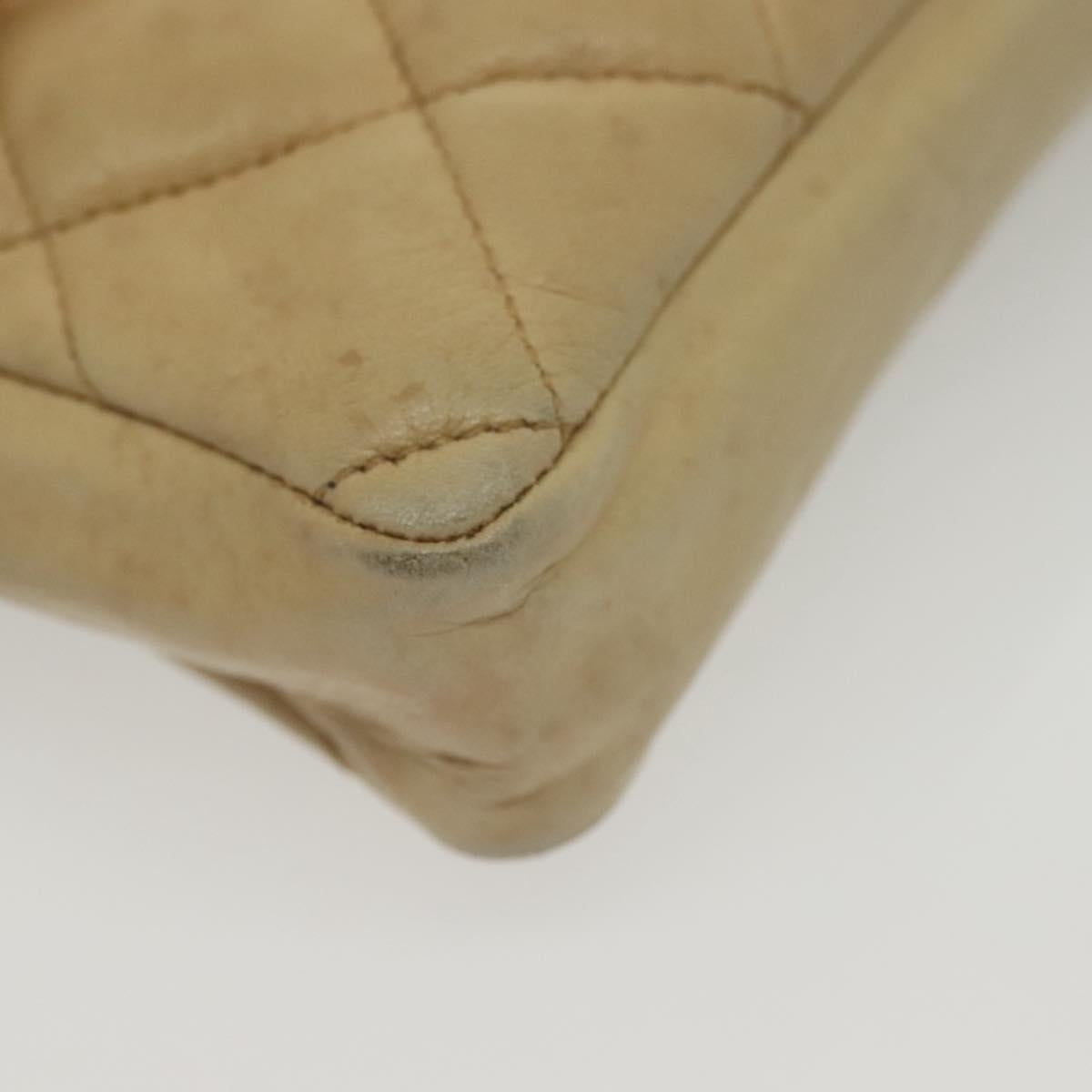 CHANEL Matelasse Shoulder Bag Lamb Skin Beige Gold CC Auth 141258
