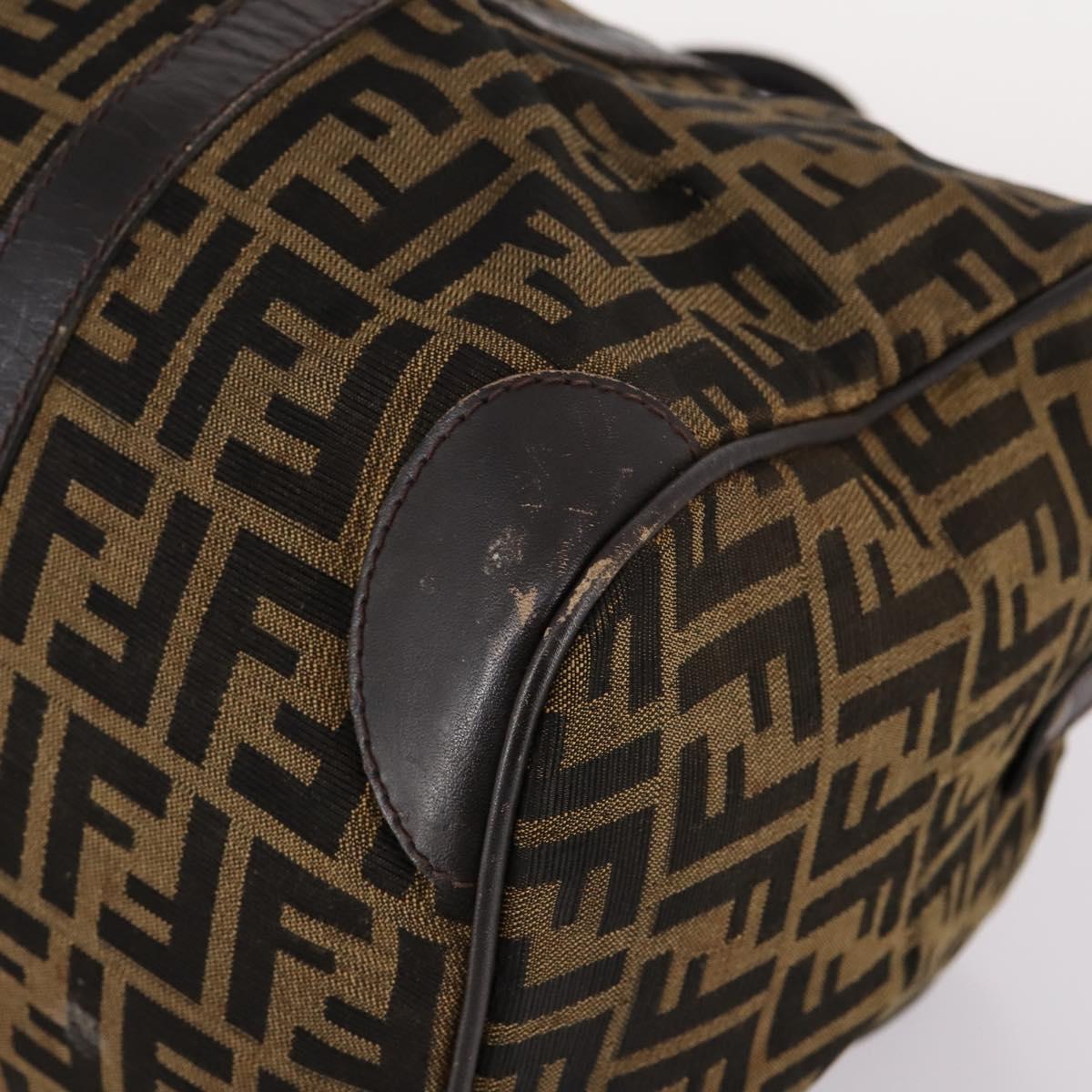 FENDI Zucca Canvas Boston Bag Black Brown Auth 141265