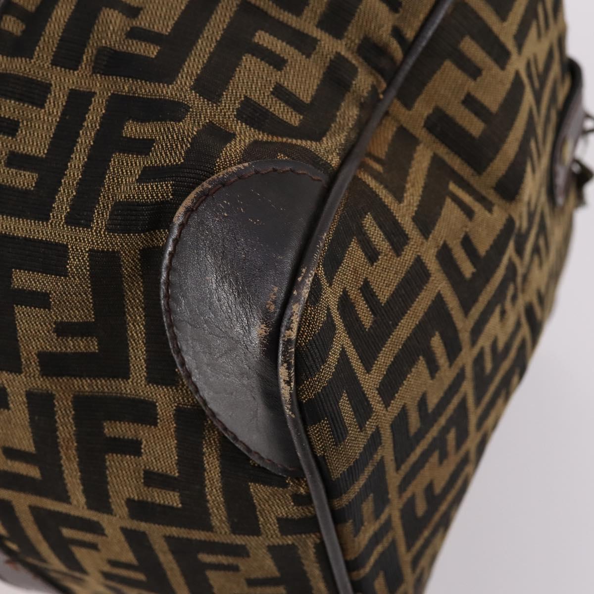 FENDI Zucca Canvas Boston Bag Black Brown Auth 141265