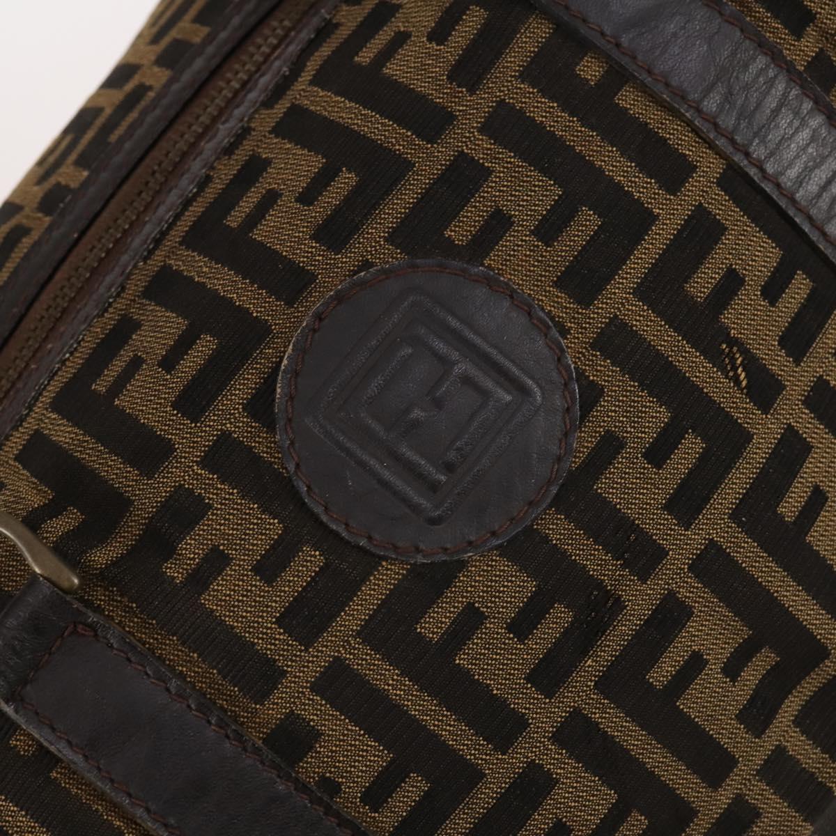 FENDI Zucca Canvas Boston Bag Black Brown Auth 141265
