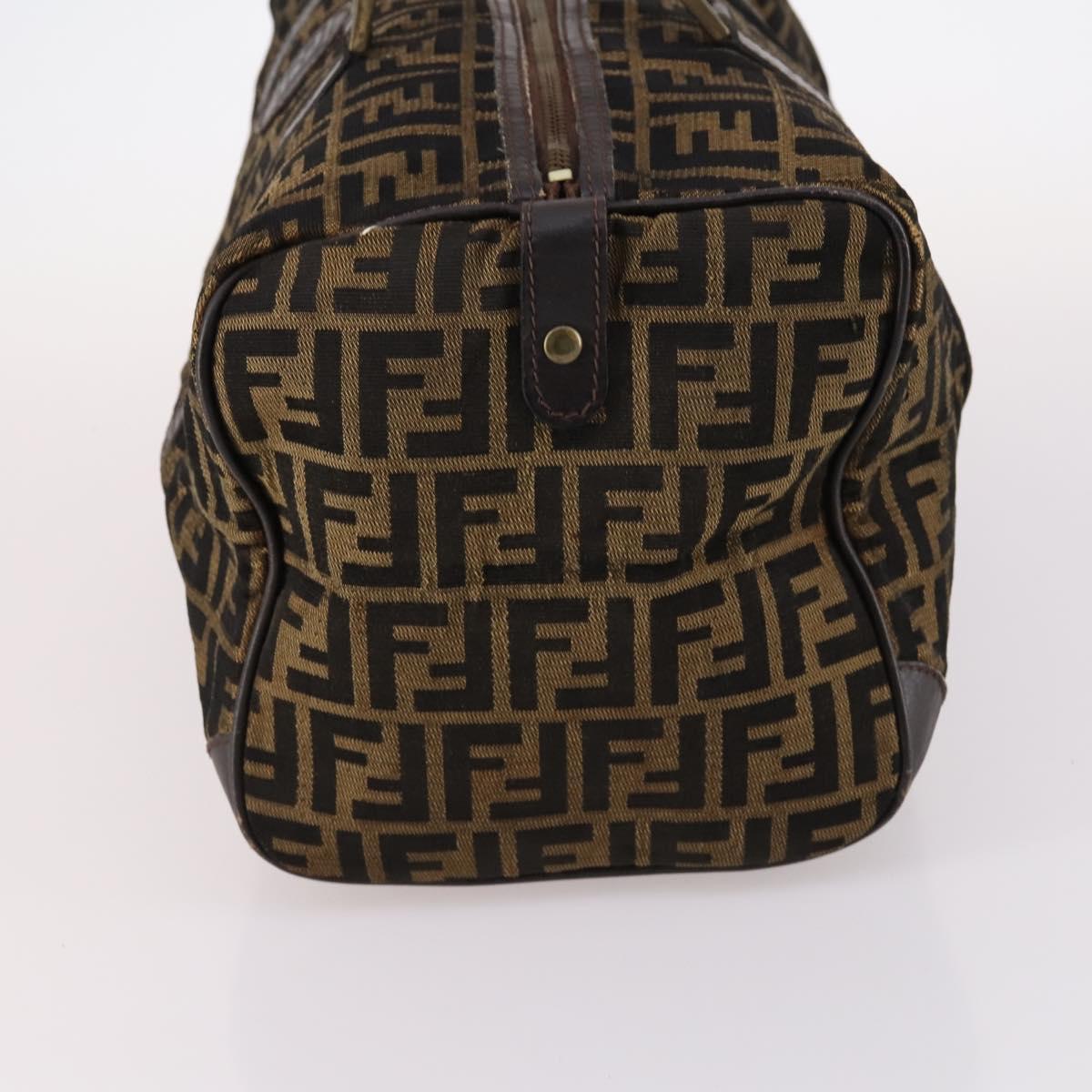FENDI Zucca Canvas Boston Bag Black Brown Auth 141265