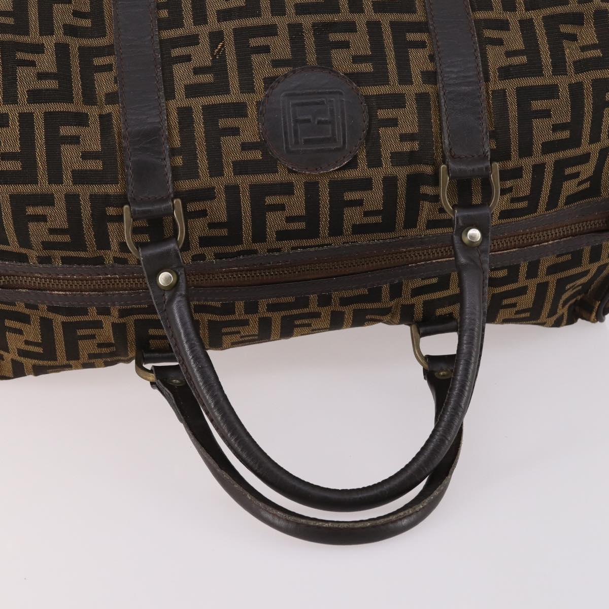 FENDI Zucca Canvas Boston Bag Black Brown Auth 141265