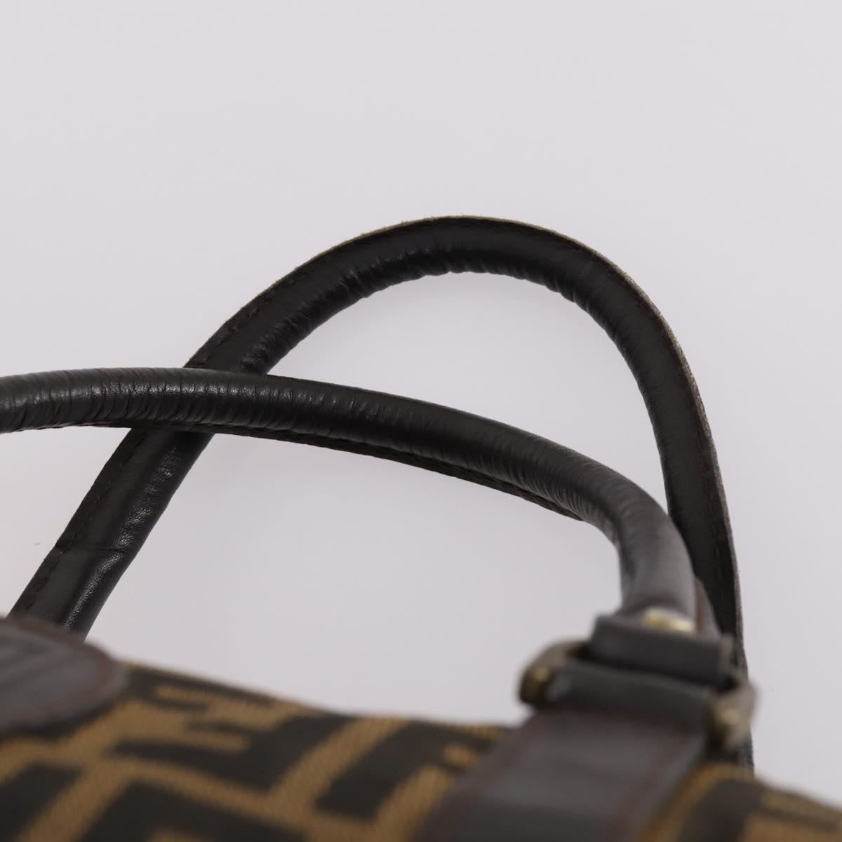 FENDI Zucca Canvas Boston Bag Black Brown Auth 141265