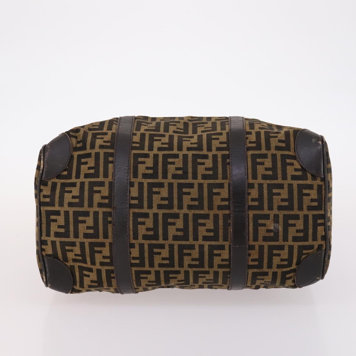FENDI Zucca Canvas Boston Bag Black Brown Auth 141265