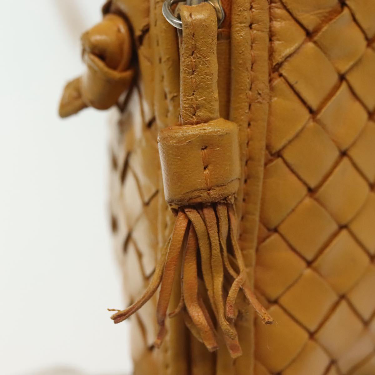 BOTTEGA VENETA INTRECCIATO Shoulder Bag Leather Yellow Gold Auth 141269
