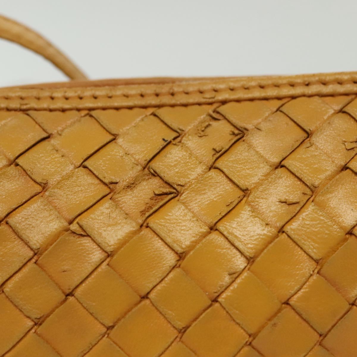 BOTTEGA VENETA INTRECCIATO Shoulder Bag Leather Yellow Gold Auth 141269