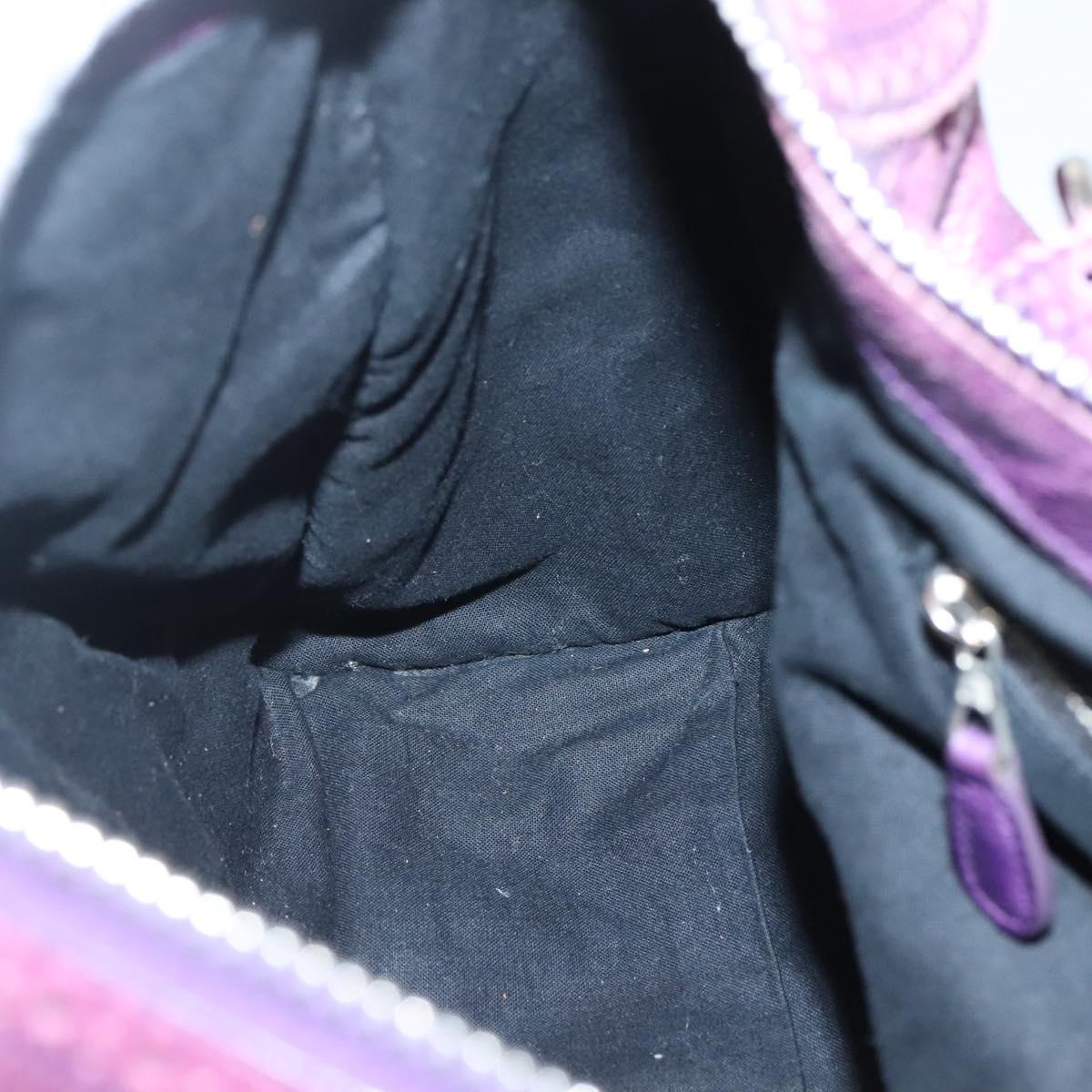 BALENCIAGA The Work Hand Bag Leather Purple Silver Auth 141272