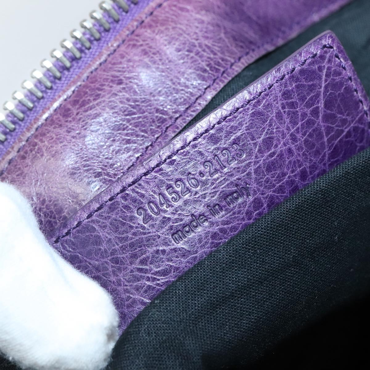 BALENCIAGA The Work Hand Bag Leather Purple Silver Auth 141272