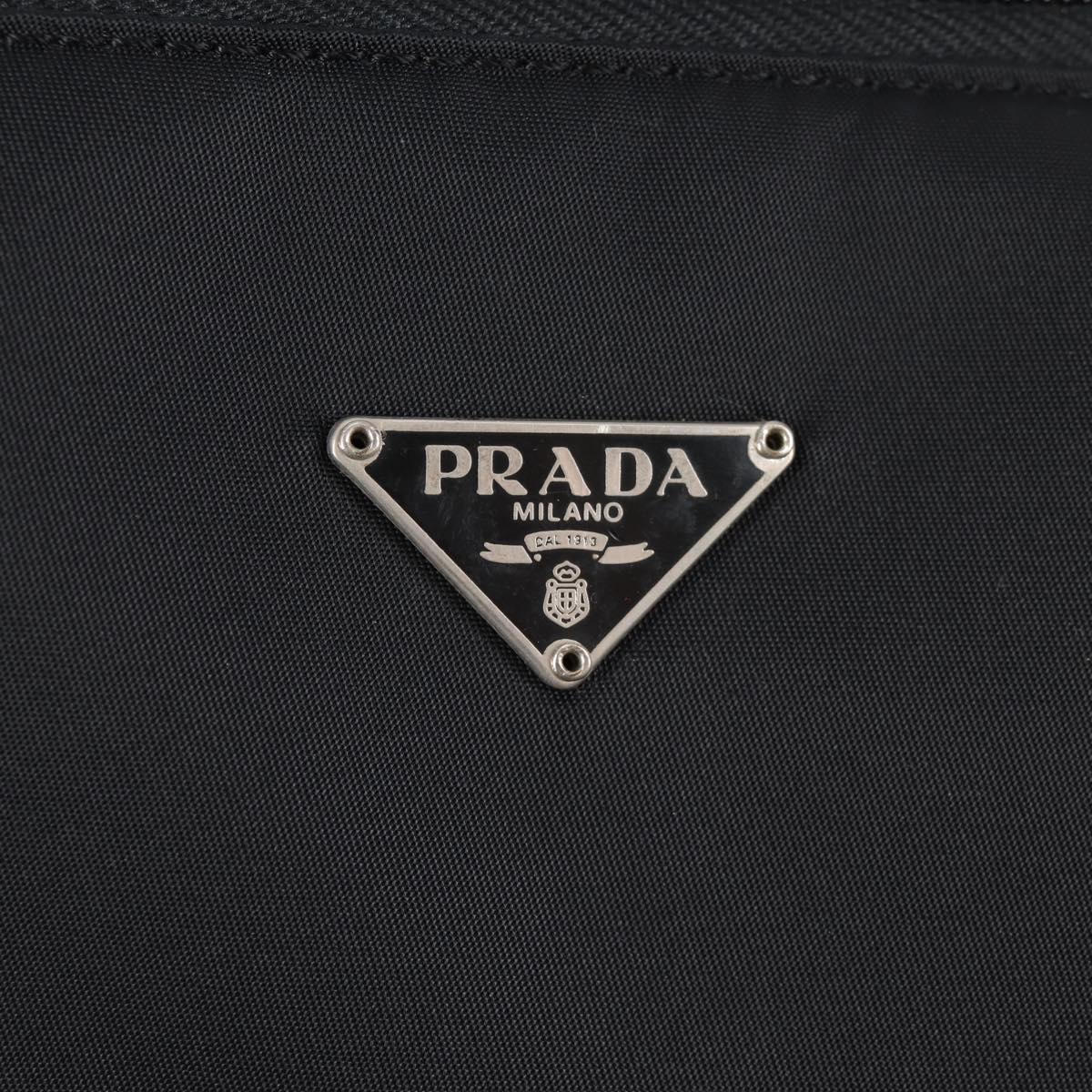 PRADA Accessory Pouch Nylon Black Silver Auth 141280V