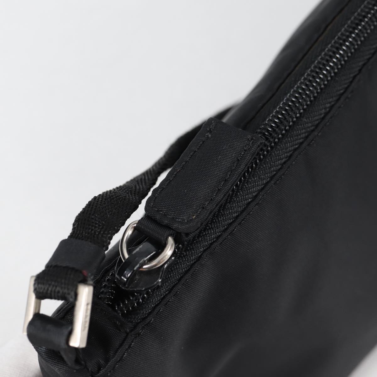PRADA Accessory Pouch Nylon Black Silver Auth 141280V
