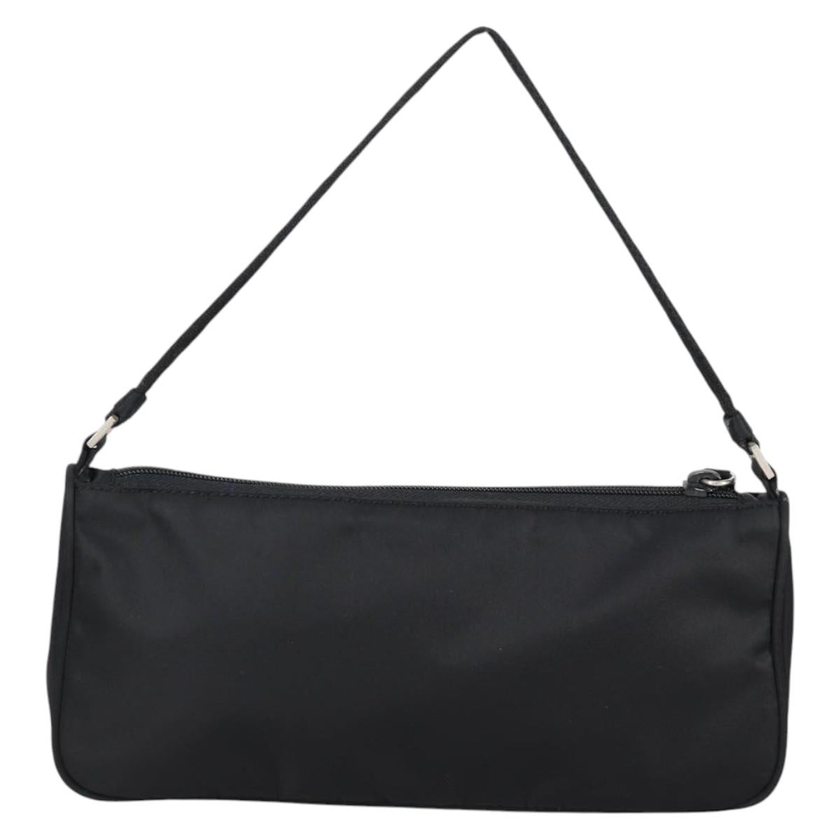 PRADA Accessory Pouch Nylon Black Silver Auth 141280V