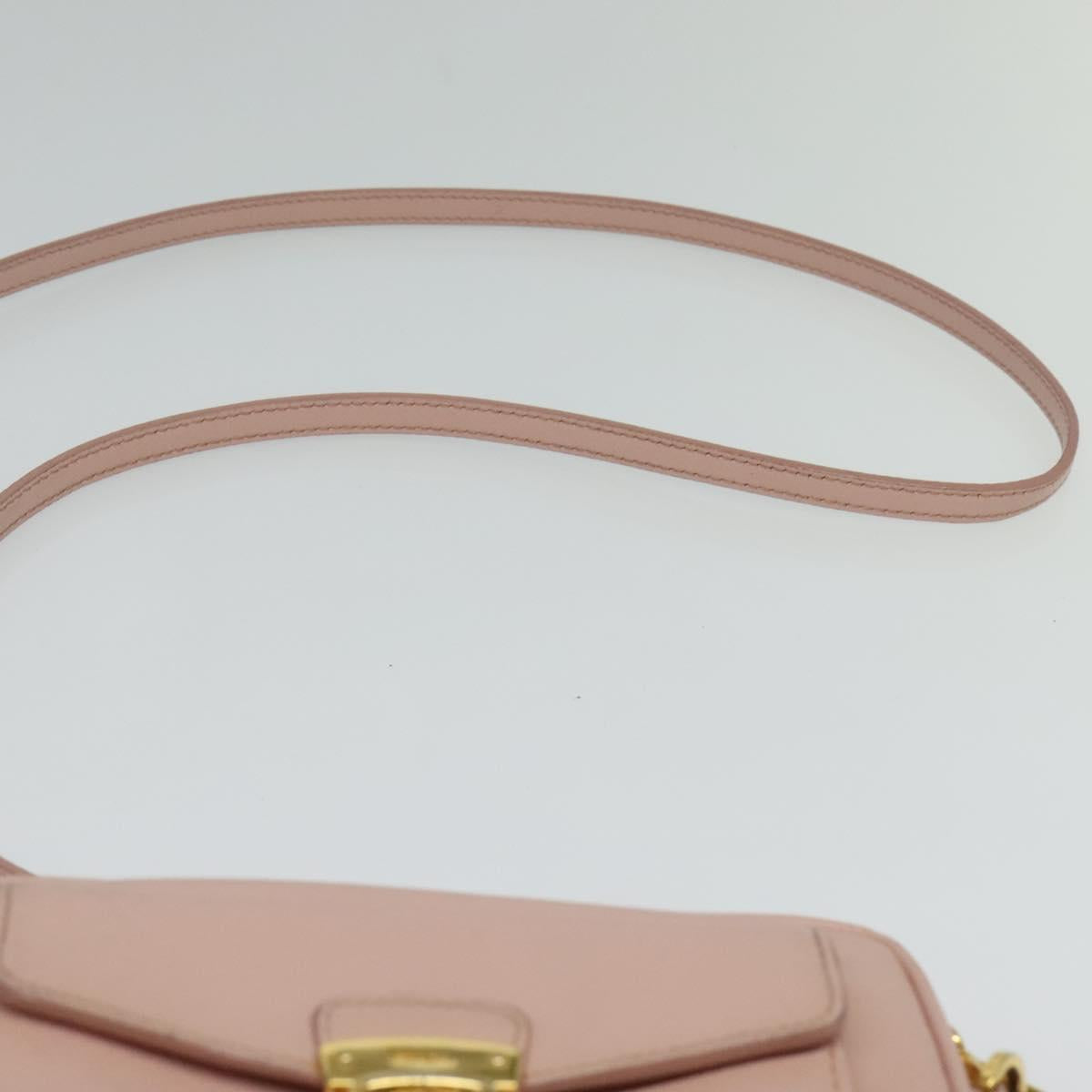 PRADA Shoulder Bag Safiano leather Pink Gold Auth 141282
