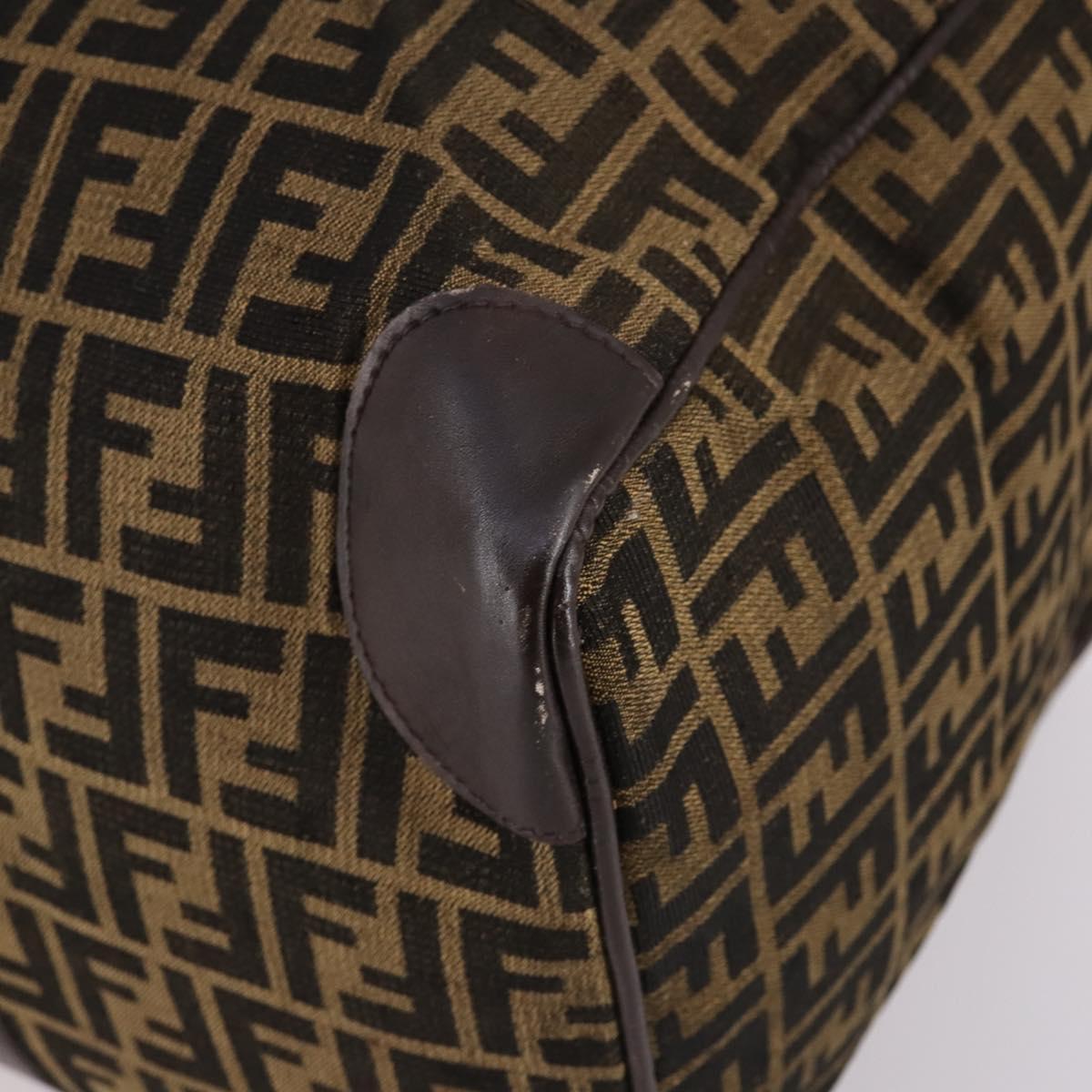 FENDI Zucca Canvas Boston Bag Black Brown Auth 141285