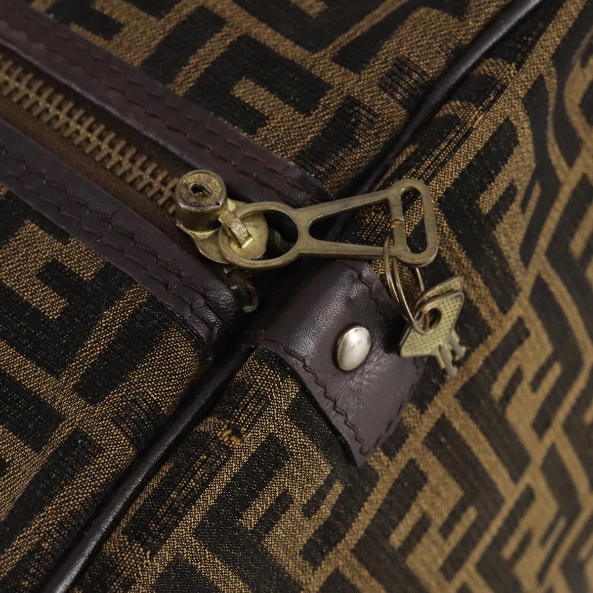 FENDI Zucca Canvas Boston Bag Black Brown Auth 141285