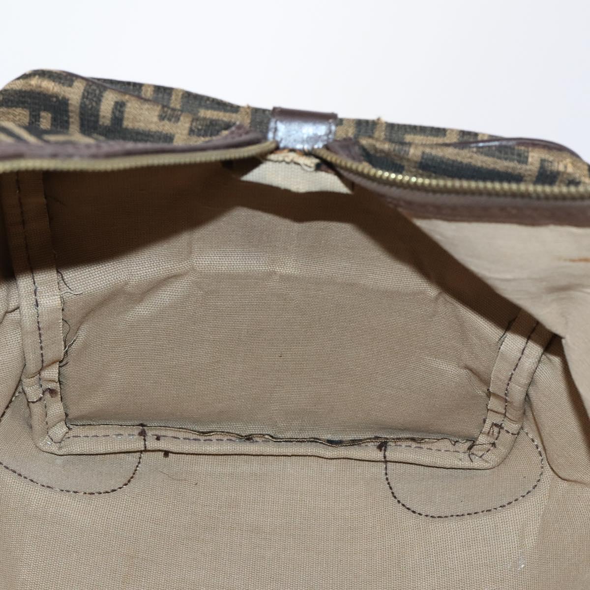 FENDI Zucca Canvas Boston Bag Black Brown Auth 141285