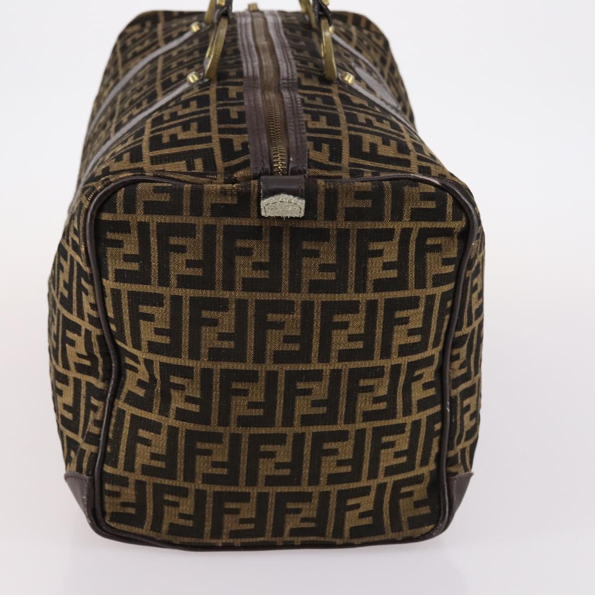 FENDI Zucca Canvas Boston Bag Black Brown Auth 141285