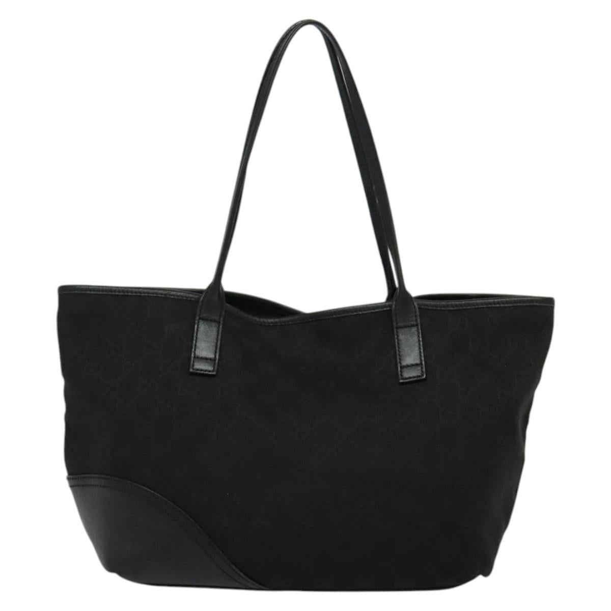 GUCCI GG Canvas Abbey Tote Bag Black Gold 169946 Auth 141287