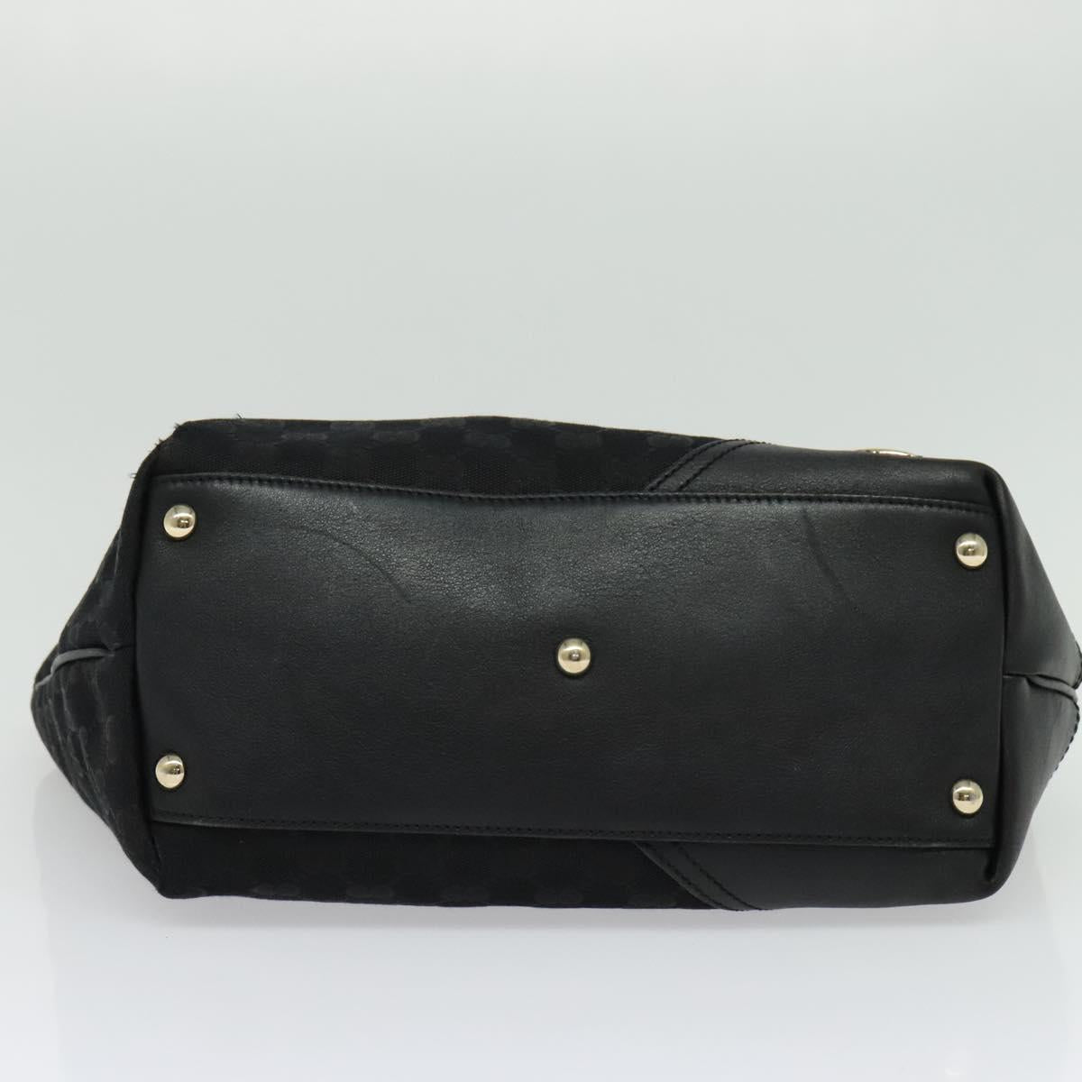 GUCCI GG Canvas Abbey Tote Bag Black Gold 169946 Auth 141287