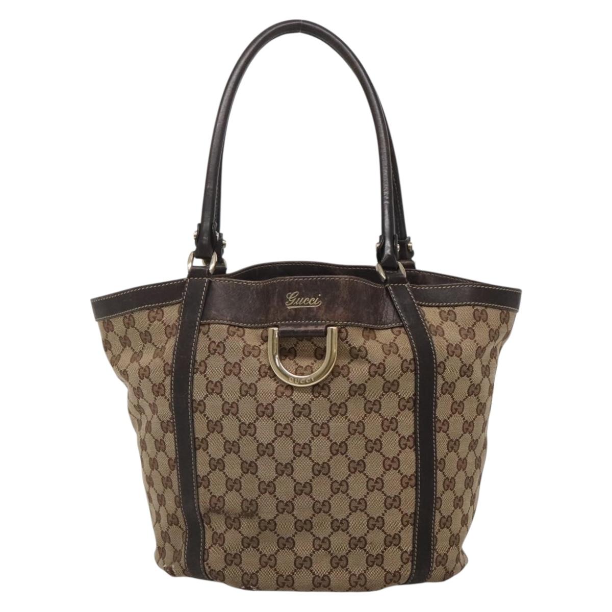 GUCCI GG Canvas Abbey Tote Bag Beige Gold 211982 Auth 141289