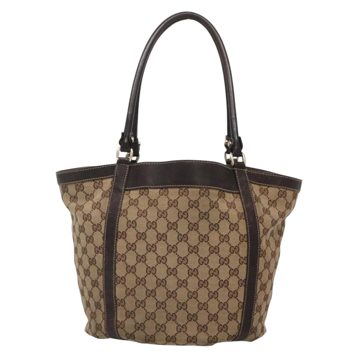 GUCCI GG Canvas Abbey Tote Bag Beige Gold 211982 Auth 141289