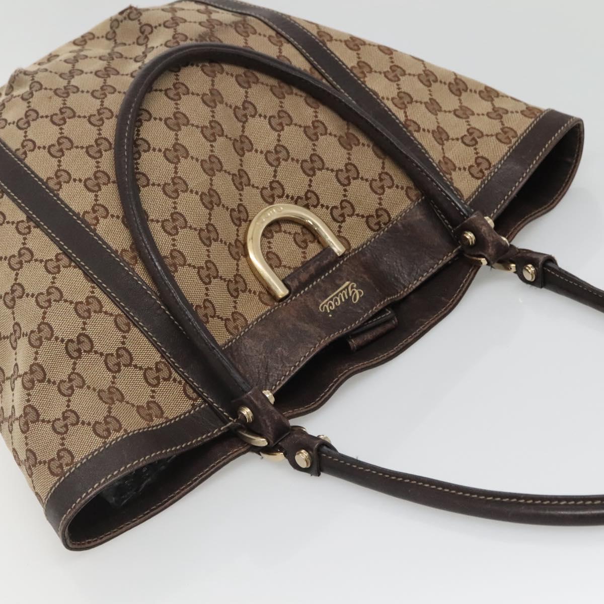 GUCCI GG Canvas Abbey Tote Bag Beige Gold 211982 Auth 141289