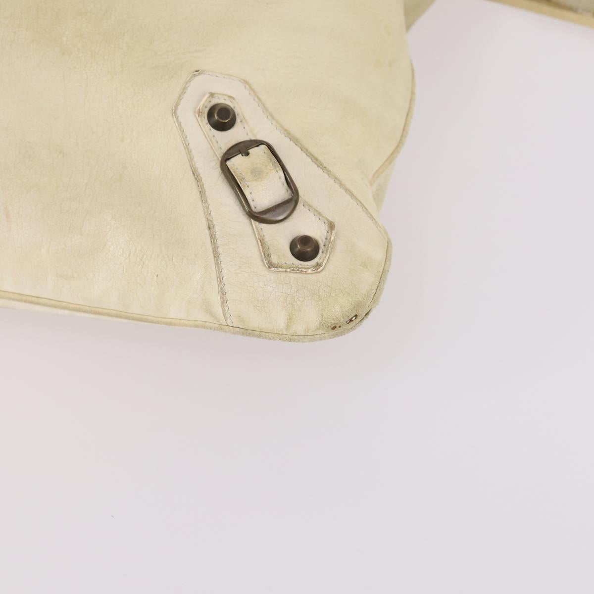 BALENCIAGA The Messenger Shoulder Bag Leather Beige Auth 141292