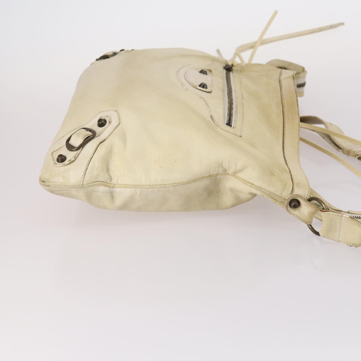 BALENCIAGA The Messenger Shoulder Bag Leather Beige Auth 141292