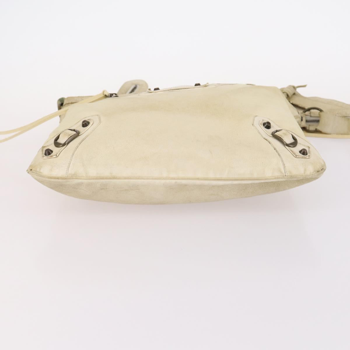 BALENCIAGA The Messenger Shoulder Bag Leather Beige Auth 141292