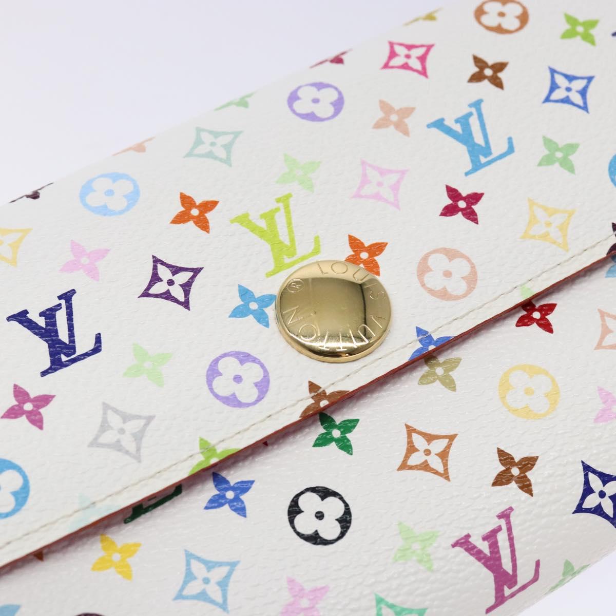 LOUIS VUITTON Multicolor Portefeuille Sarah Wallet White M60667 LV Auth 141338