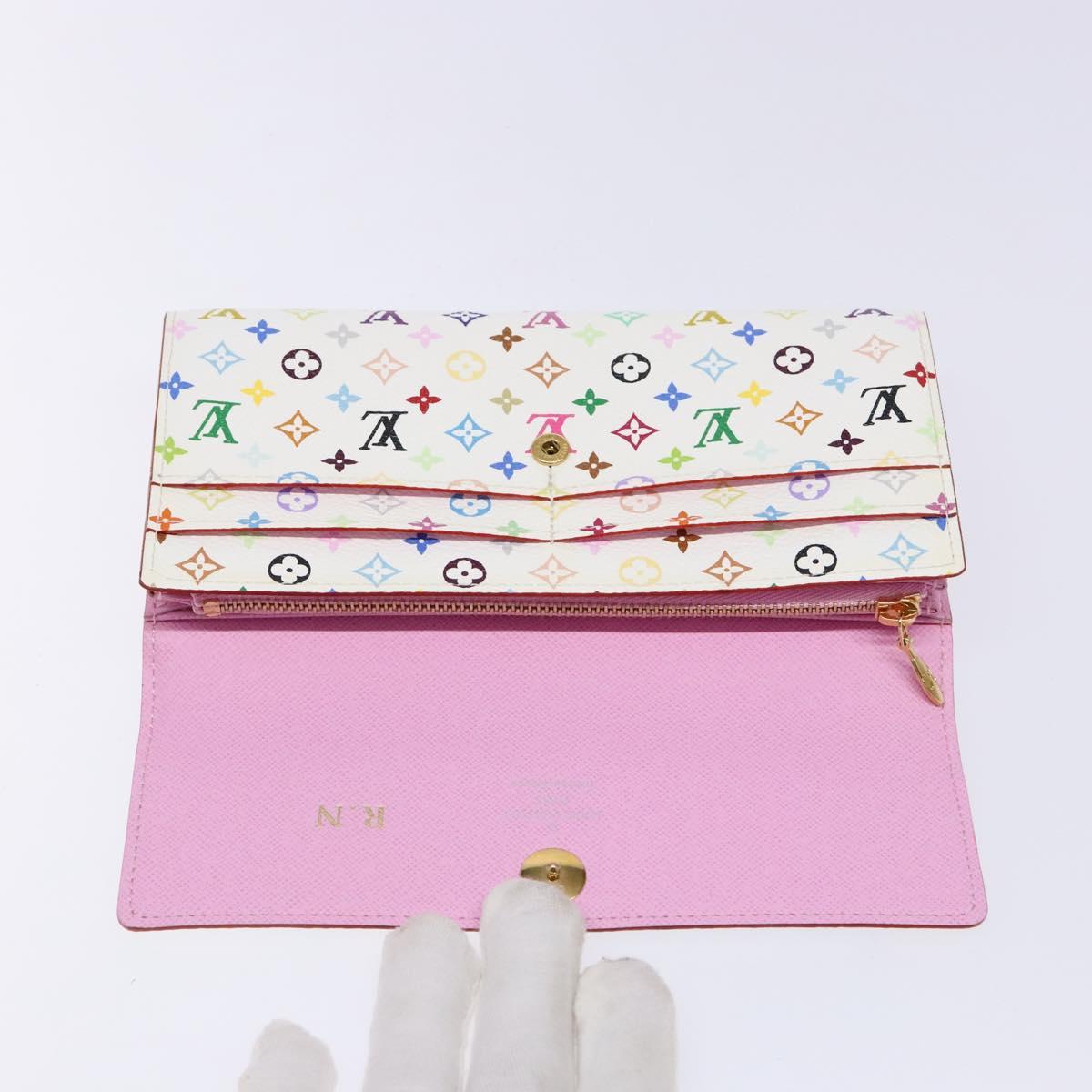 LOUIS VUITTON Multicolor Portefeuille Sarah Wallet White M60667 LV Auth 141338