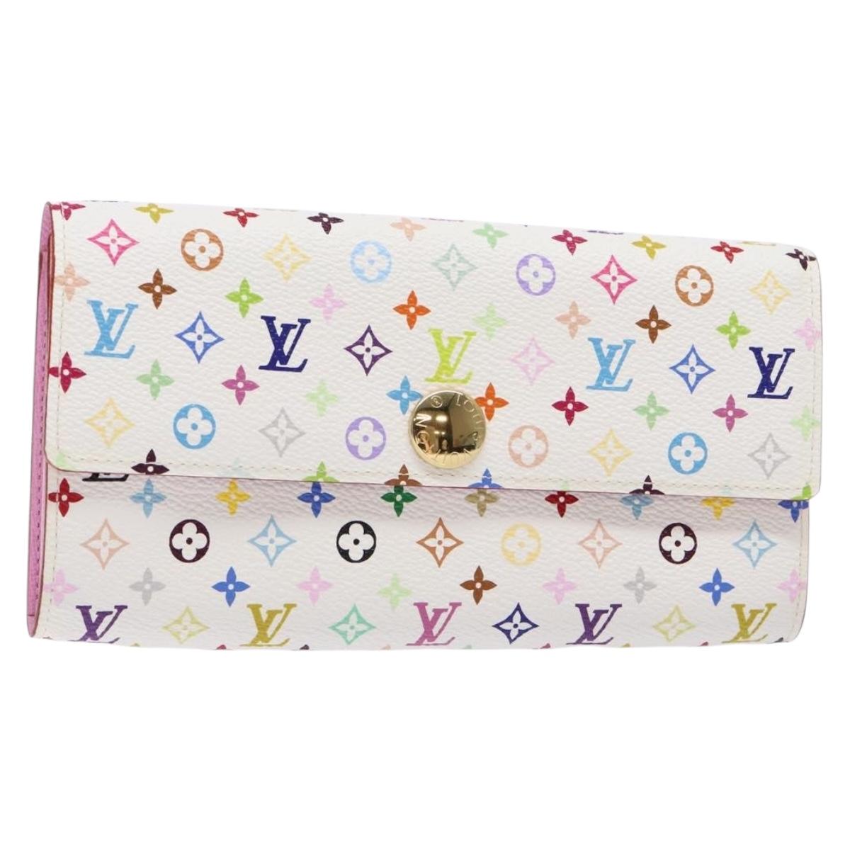 LOUIS VUITTON Multicolor Portefeuille Sarah Wallet White M60667 LV Auth 141338