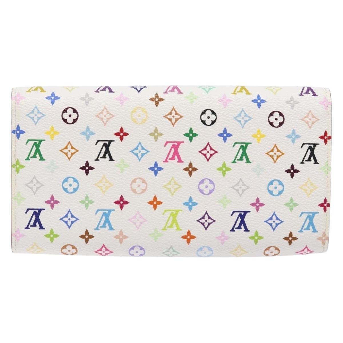 LOUIS VUITTON Multicolor Portefeuille Sarah Wallet White M60667 LV Auth 141338