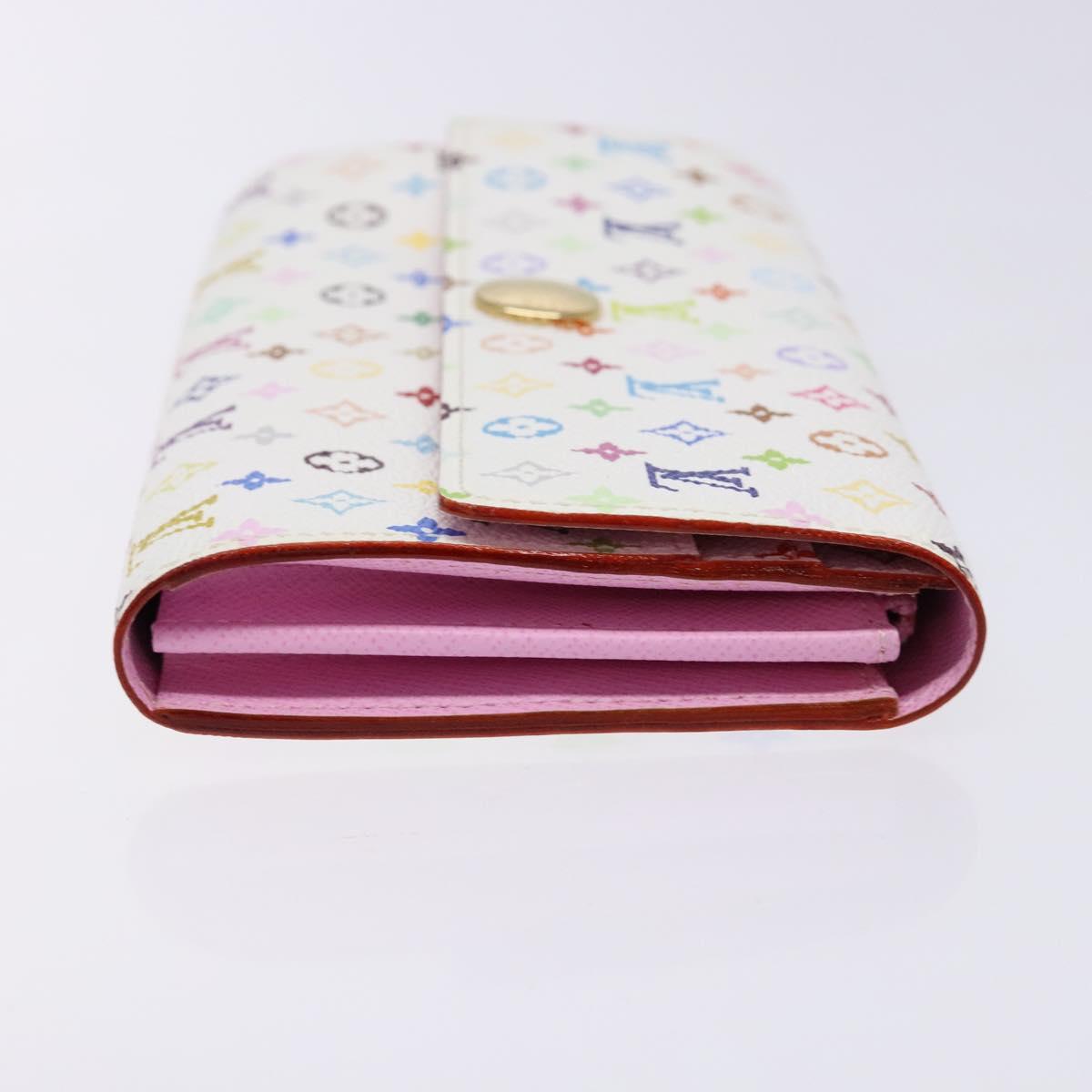 LOUIS VUITTON Multicolor Portefeuille Sarah Wallet White M60667 LV Auth 141338