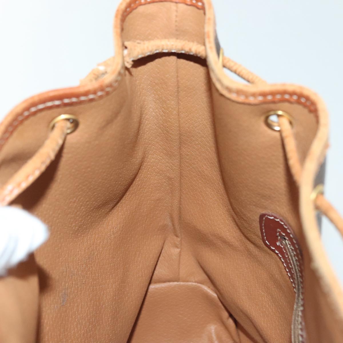 CELINE Macadam Canvas Shoulder Bag PVC Leather Brown Gold Auth 141339