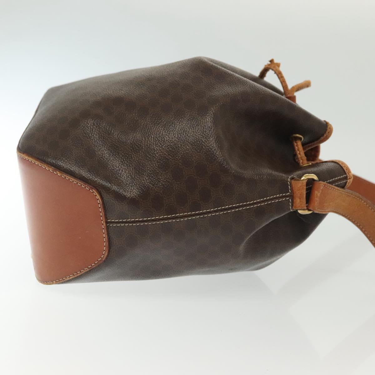 CELINE Macadam Canvas Shoulder Bag PVC Leather Brown Gold Auth 141339