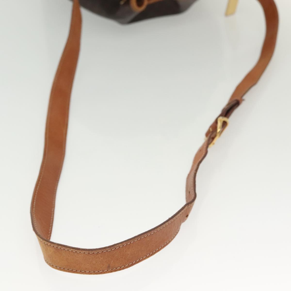 CELINE Macadam Canvas Shoulder Bag PVC Leather Brown Gold Auth 141339