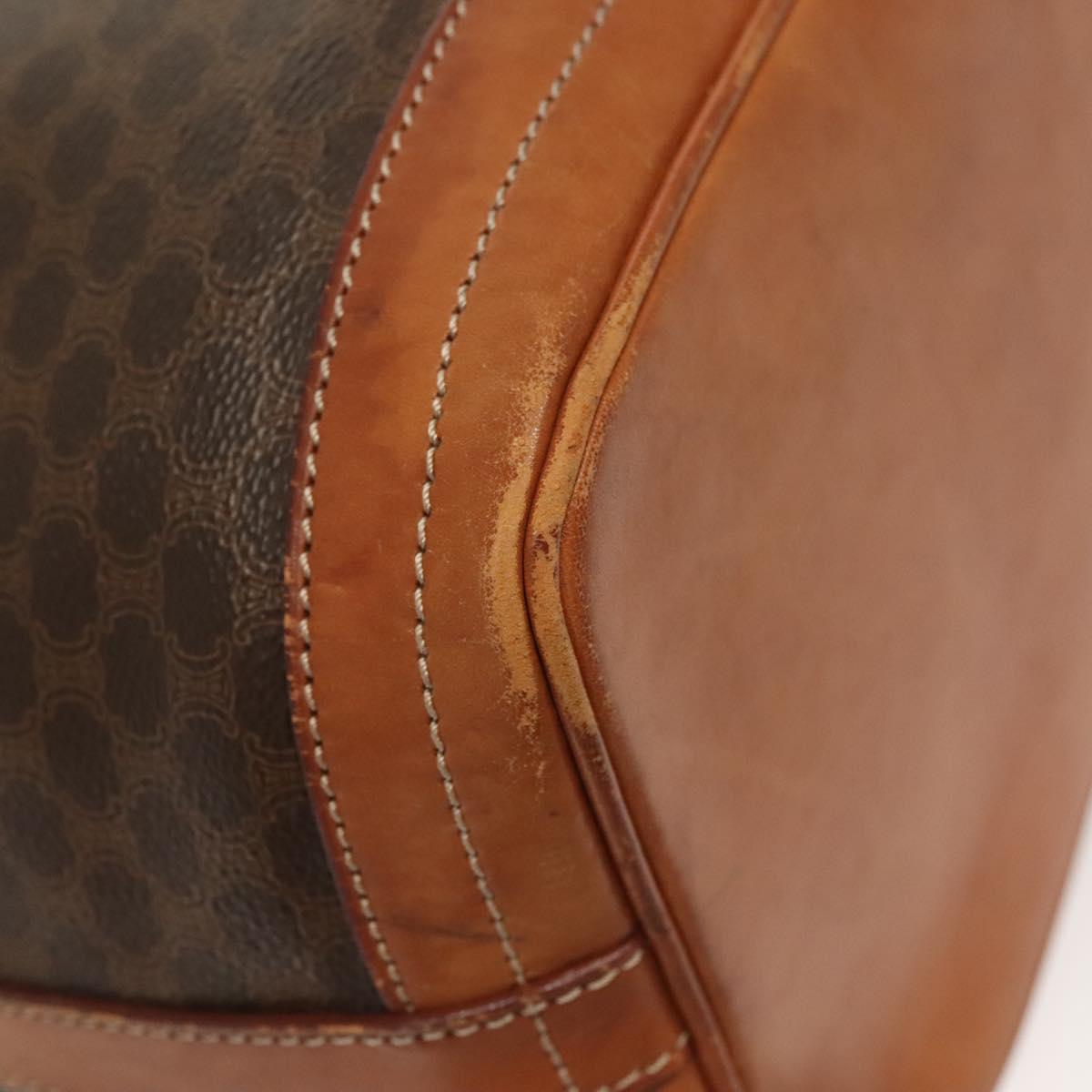 CELINE Macadam Canvas Shoulder Bag PVC Leather Brown Gold Auth 141340